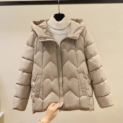 2025 New Style Korean Fashion Winter Jacket Short Down Bread Service Woman Snow Wear Puffer Coats Loose Warm Parkas Hooded Outwe