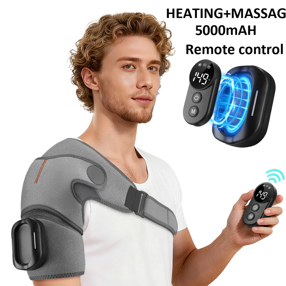 Electric Shoulder Massager Heating Pad Vibration Massage Support Belt Shoulder Thermal  Brace