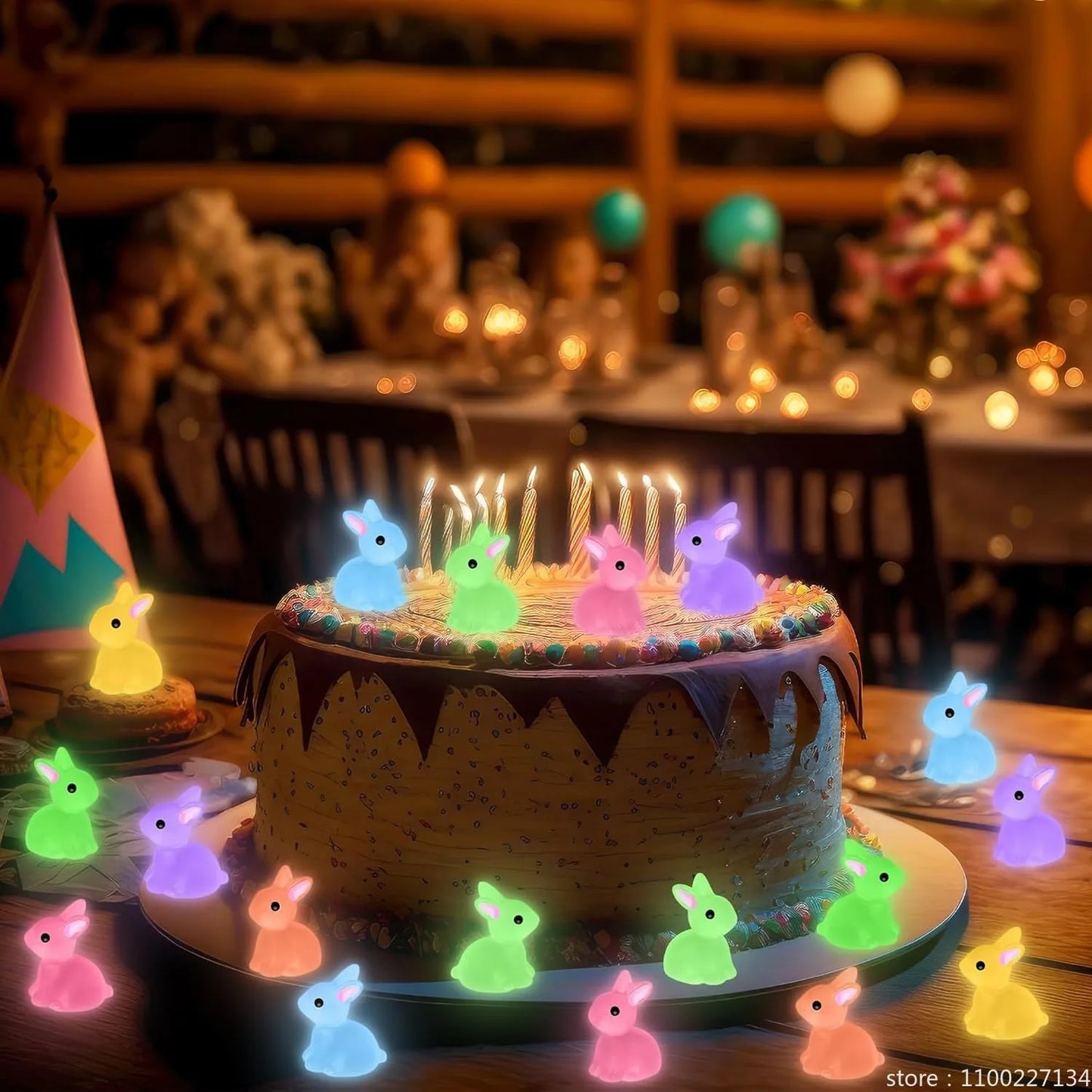 50Pcs Luminous Mini Resin Bunny Tiny Plastic Rabbits Glow in the Dark Miniature Bunnies Figurines for Fillers Fairy Garden