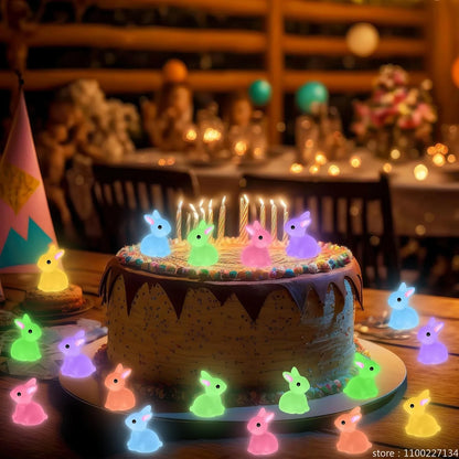 50Pcs Luminous Mini Resin Bunny Tiny Plastic Rabbits Glow in the Dark Miniature Bunnies Figurines for Fillers Fairy Garden