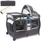 5-in-1 Travel Cot with Mattress,with Adjustable Canopy,with Changing Mat,Music Box & Carry Bag,up to 15 kg Load Capacity