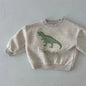 Winter Baby Girls Boys Fleece Velvet Warm Long Sleeve Tops Spring Kids Sweatershirt Dinosaur Print Hoodies