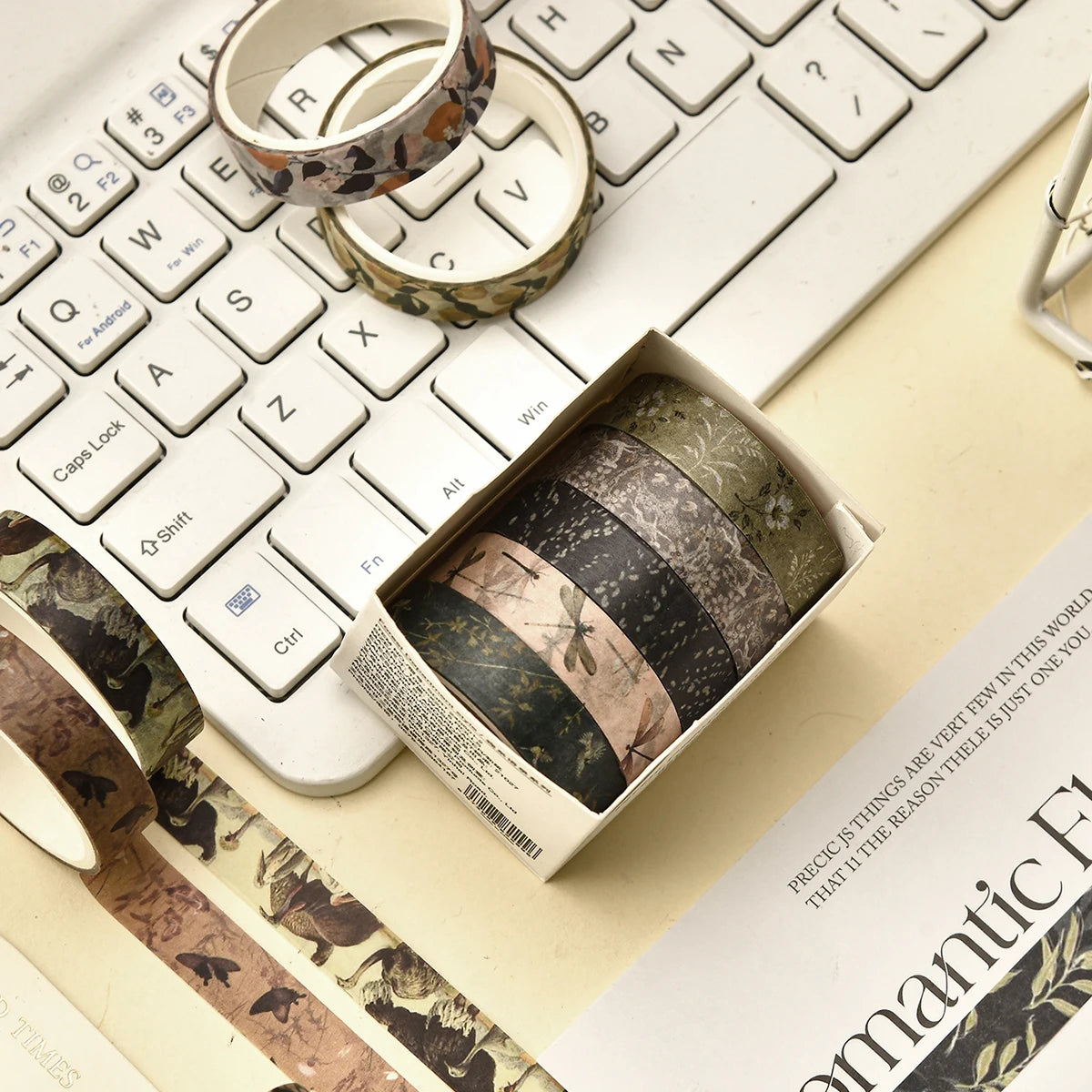5 Rolls/Box Forest Plant Print Washi Tape Handmade Diy Diary Photo Album Decoration Masking Tape Set