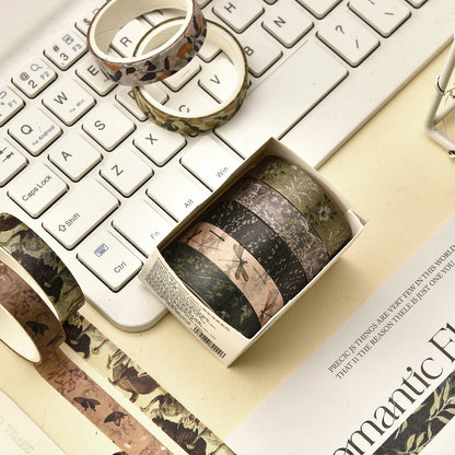 5 Rolls/Box Forest Plant Print Washi Tape Handmade Diy Diary Photo Album Decoration Masking Tape Set