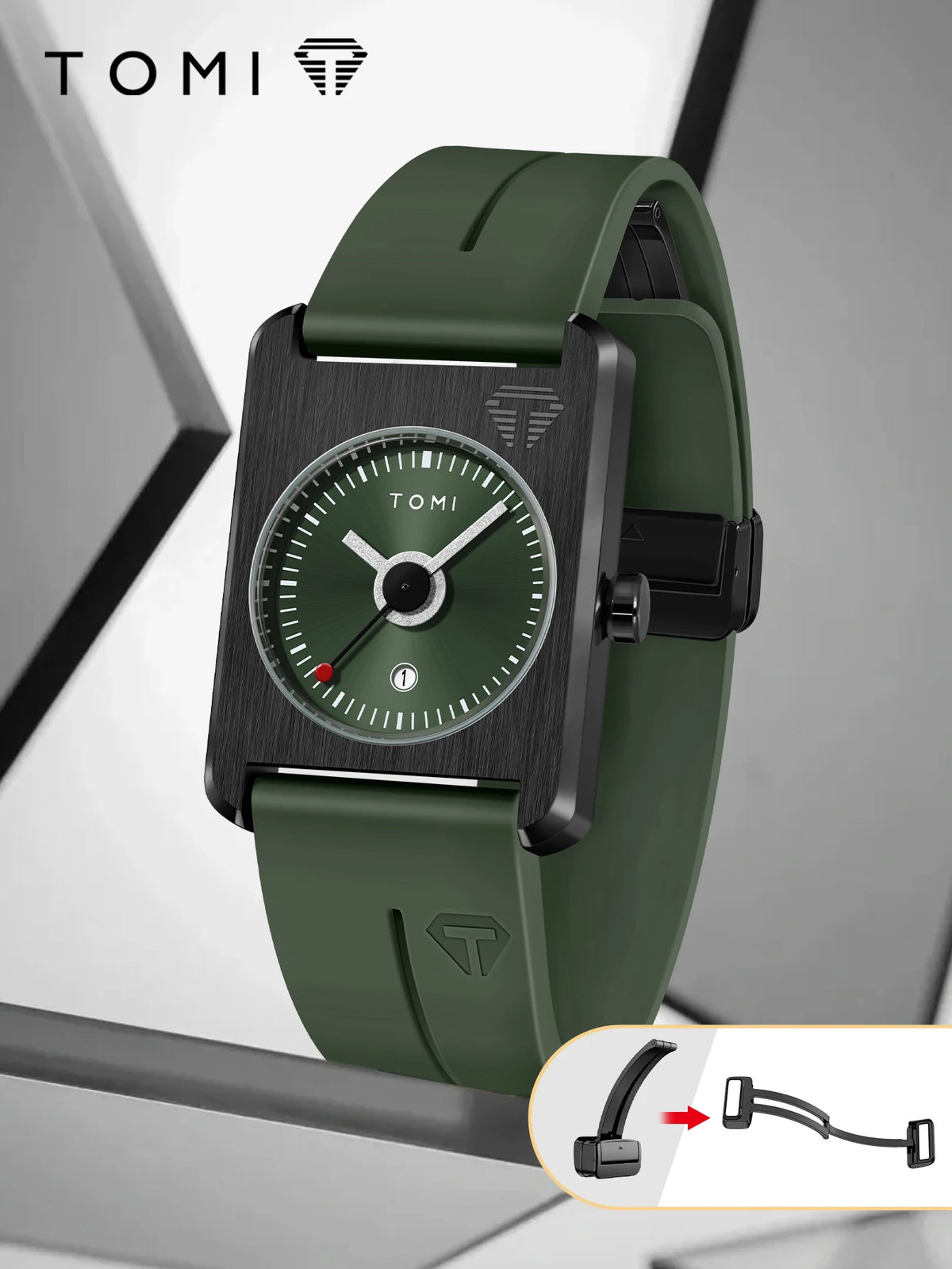 TOMI Men's Fashion Watches Quartz Watches Square Small Dial Wrist Watches Magnetic Buckle Watches Simple Leisure Watches