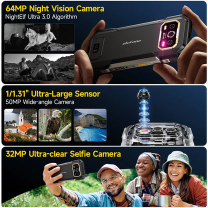 Ulefone Armor 27T Pro+ 5G Rugged Phone 10600mAh Android 15 Smartphone 50MP+64MP Night Camera 6.78" 120Hz 24GB+256GB NFC Mobile