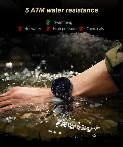 NORTH EDGE 2026 TERRAX Men's Digital Watches Outdoor Sports Swimming Waterproof 50M Stopwatch Countdown Electronic Watch For Men