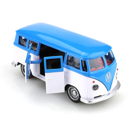 1:38 Alloy BUS Model Boy Toys 11cm Metal Mini City Travel BUS Model Pull-back Diecasts Car Model Collection Gifts (bagged)
