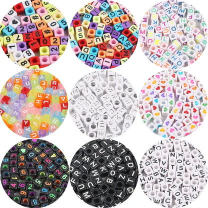 Hot! 100Pcs/Lot 6mm Mixed Many Kinds Acrylic Cube Square Number&Alphabet Letter Beads for Bracelet Necklace Jewelry Making DIY
