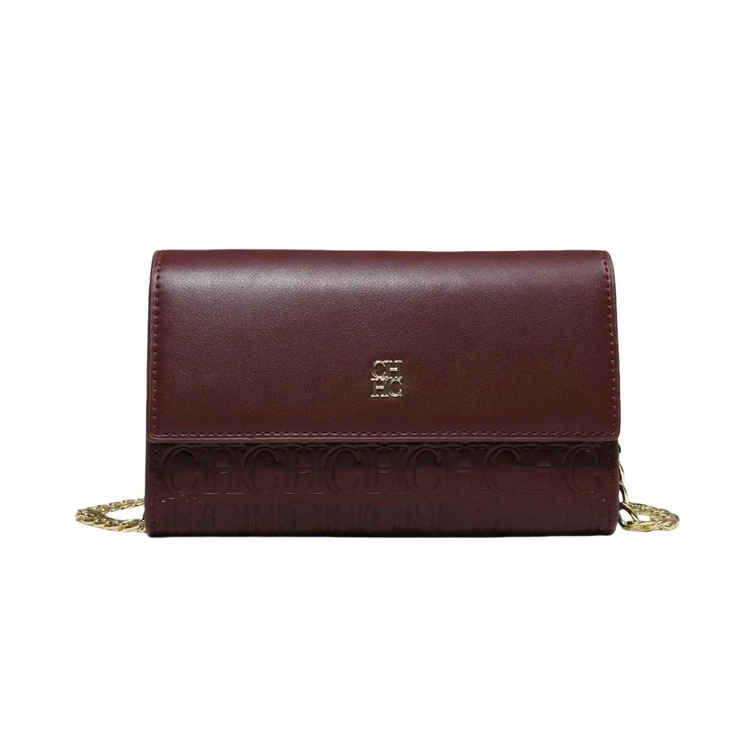 CH Women Crossbody Bag Splicing Letter Print Metal Chain Shoulder Purse PU Leather Flap Small Ladies Evening Clutch Handbag Gift