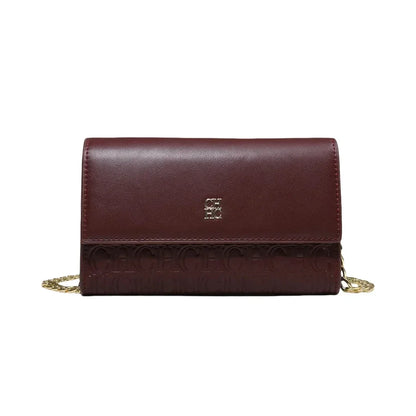 CH Women Crossbody Bag Splicing Letter Print Metal Chain Shoulder Purse PU Leather Flap Small Ladies Evening Clutch Handbag Gift