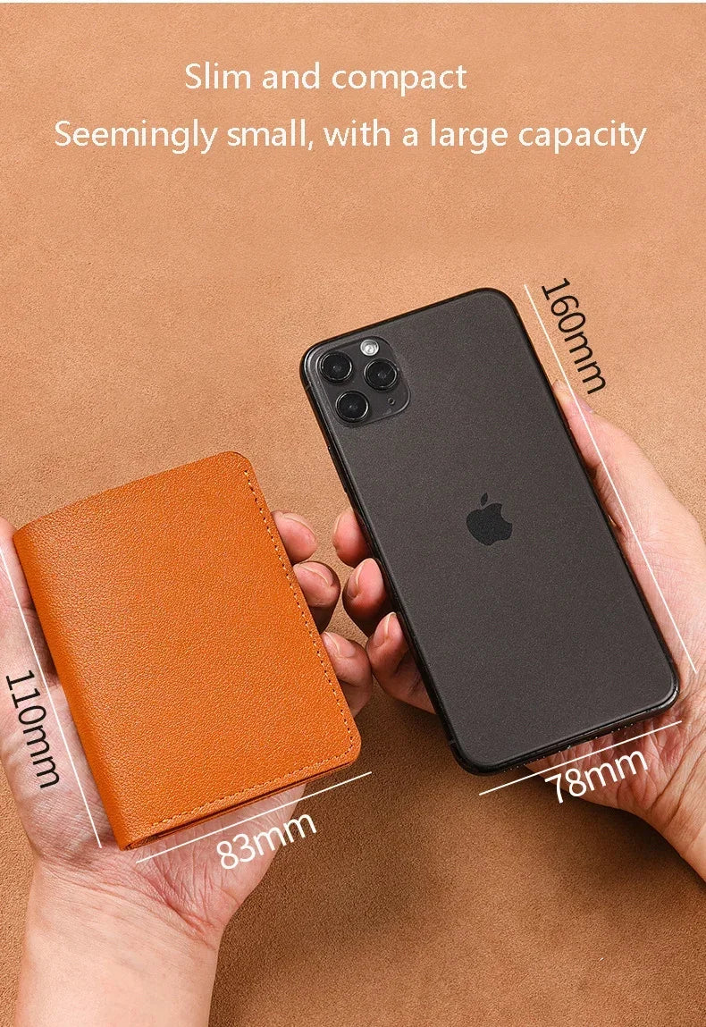 2025 Women's New Simplified Folding Button Small Wallet Soft Leather for Driver's License Male Student Card Bag