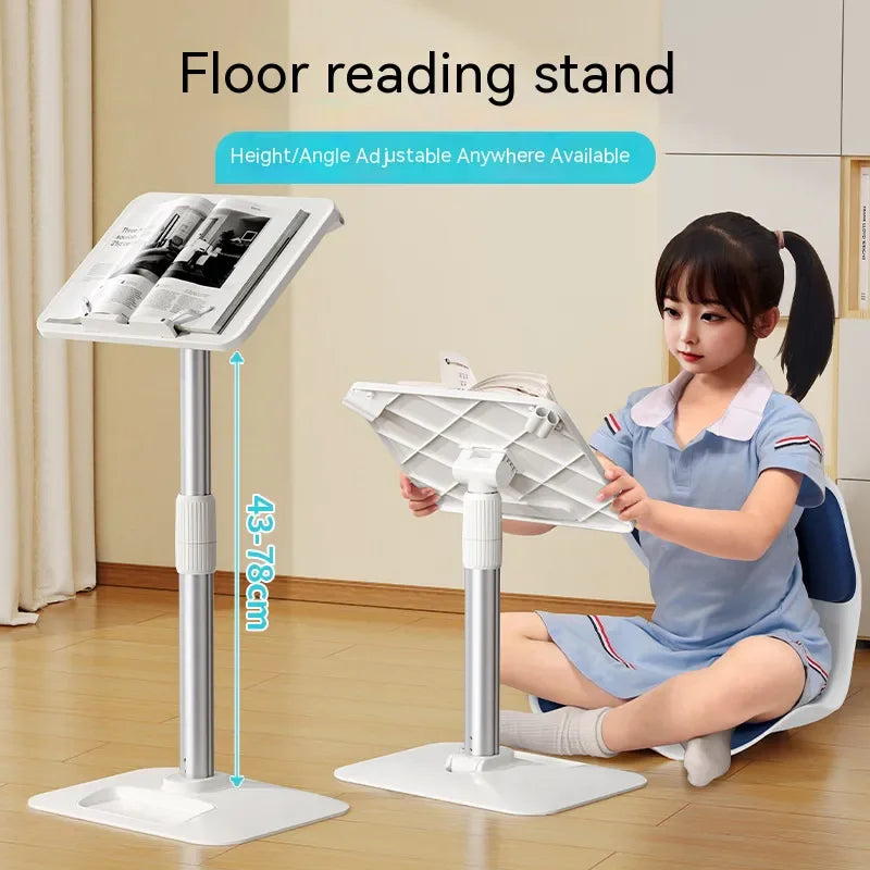 Oatsbasf Floor Reading Stand 43-78cm Height Adjustable Tablet Stand Book Shelf Liftable Reading Table  Foldable iPad Holder