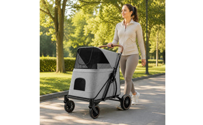Large Dog Stroller Swivel Wheels Foldable Pet Stroller Pet Travel Enclosed for Other Pets, Outdoor Walking, Transport