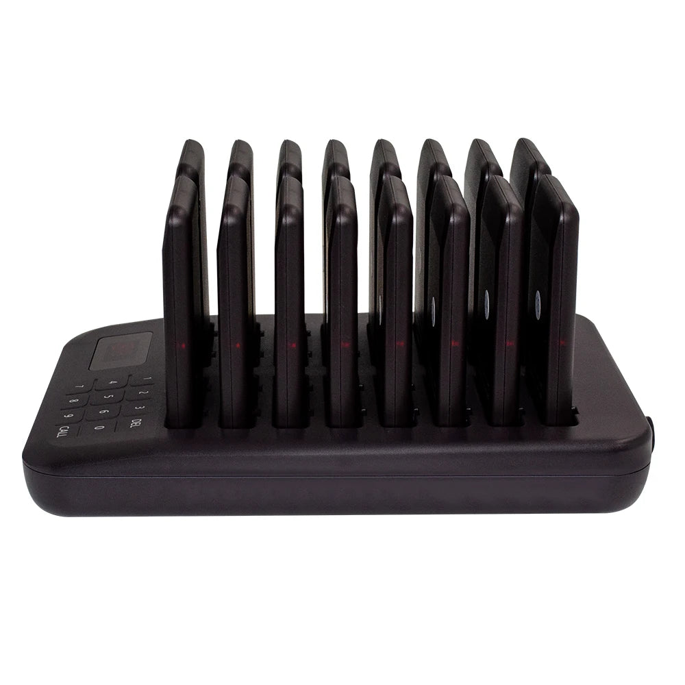 Calling System With 16 Pagers Buzzer Light Vibration 4 Modes Keypad Transmitter Guest Paging Coaster For Restaurant Coffee Shop