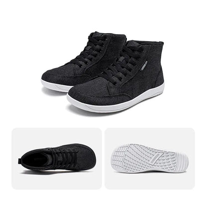HOBIBEAR Mid-Top Barefoot Shoes Unisex Wide Toe Box Canvas Sneakes Zero Drop Lace Up Outdoor Walking Shoes