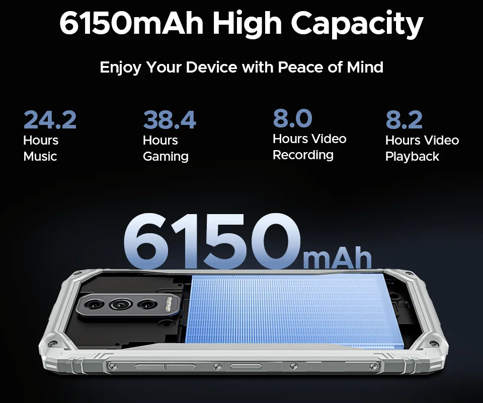 DOOGEE Blade10 Ultra Energy Rugged Phone Gemini AI 10.7mm Ultra-thin 6150mAh Battery Android 15 Widevine L1 Smartphone NFC