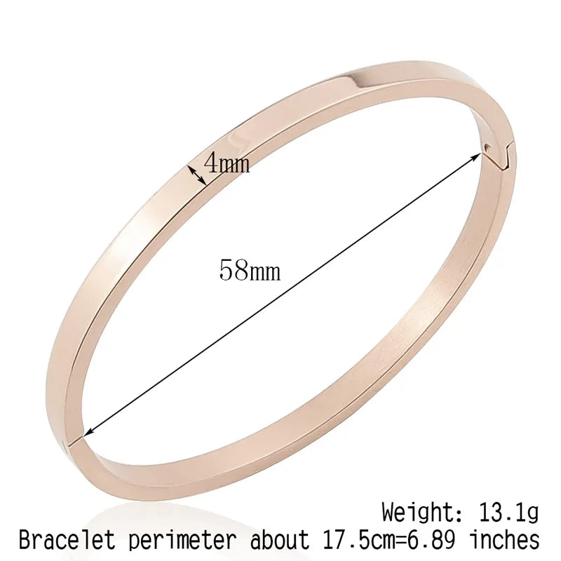 Hot Fashion Stainless Steel Jewelry Oval Bangle for Woman Child Charm Bracelet Party Love Wedding Brand Gift Wholesale