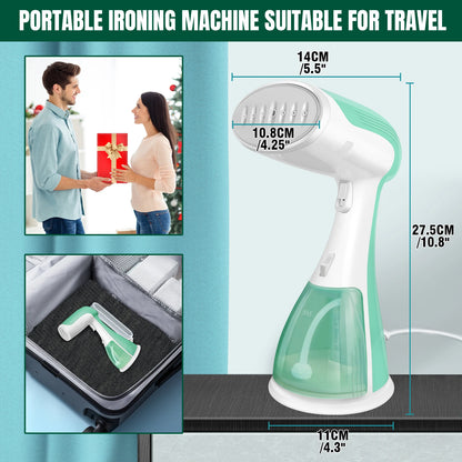 1500W Handheld Clothes Steamer Portable, 300ml Water Tank, 30s Fast Heat-up, 27g/min, Stainless Steel Panel,1.5m Cable