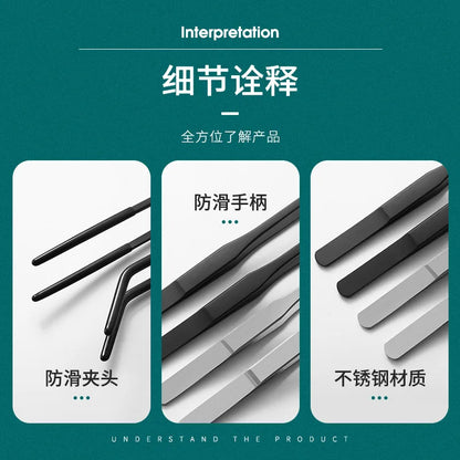 Stainless Steel Reptile Feeding Tongs With Rubber Tips Aquarium Aquarium Straight And Curved Tweezers Pet Feeding Accessories