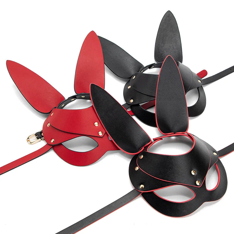 3 Colors Sexy Leather Mask Bunny Girl Cosplay Masquerade Erotic Halloween Carnival Party Masks Bdsm Bondage Games Fetish Mask