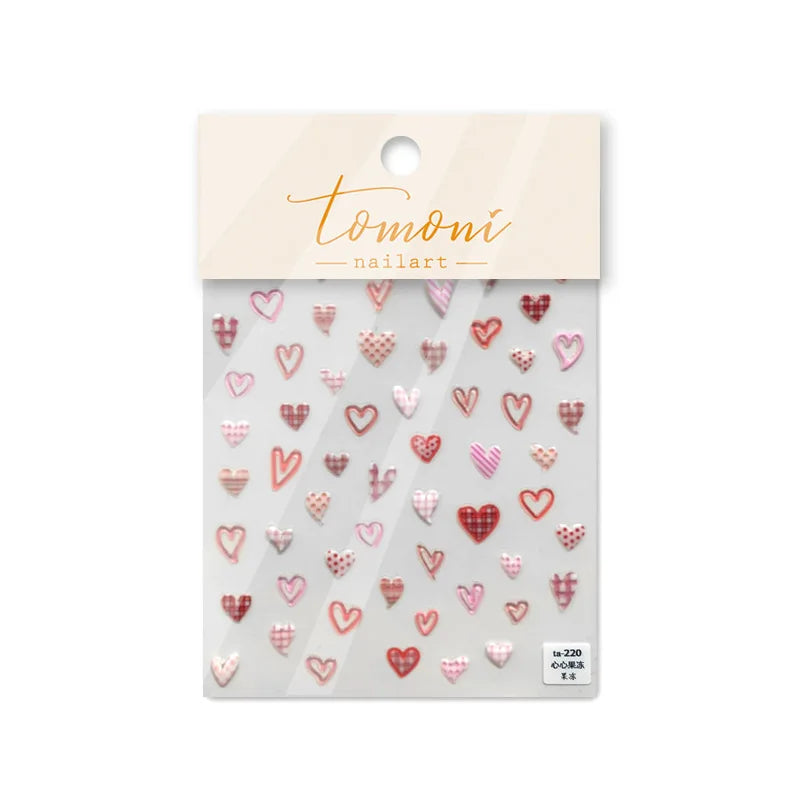 Line Flower Powder Blusher Love Heart High Quality Jelly Series Adhesive Nail Sticker Nail Art Decoration Decals Design T-2830
