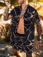 2024 Summer Men's Fashion Leopard Print Short Sleeve Shirt And Shorts Set Beach Style T Shirt Breathable Shorts Two Piece Set