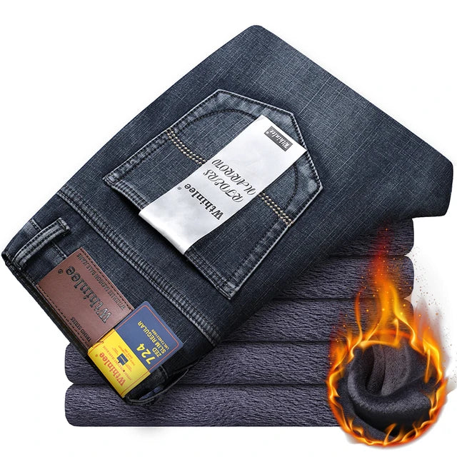 2023 New Men Activities Warm Jeans High Quality Famous Brand Autumn Winter Jeans warm flocking warm soft men jeans