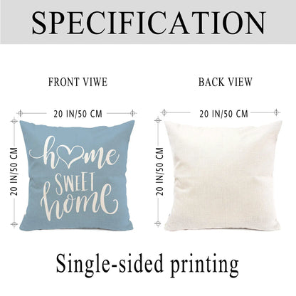 Lake blue white geometric linen pillowcase sofa cushion cover home decoration can be customized for you 40x40 45x45 50x50 60x60