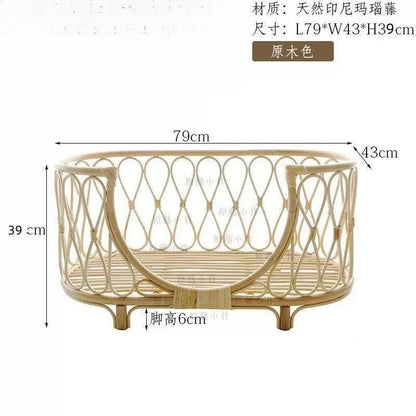 Natural Rattan Artist Pet Bed Weaving Princess Light Luxury Pet Bed Japanese Vintage Pet Products Haustierbett XY40CWC
