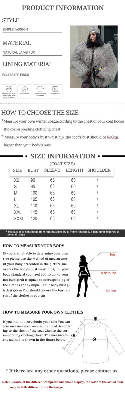 Collarless Tibetan Lamb Fur Coat Genuine Sheep Wool Jacket Natural Sheepskin Coat Luxury New Arrivals Women's Clothing