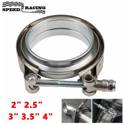 2" 2.5" 3" 3.5" 4" V-Band Clamp With Flange Male Female Fit for Exhaust System, Turbocharger, Downpipe, Muffler