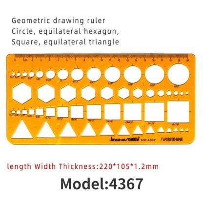 Geometric Drawing Template Set With Measuring Ruler - Yellow Transparent Plastic Tools+Bonus PE Zipper Bag - For Architecture