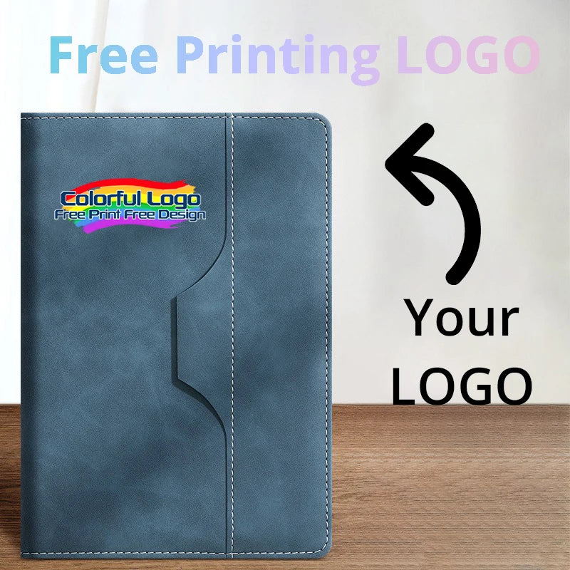 A5 B5 Customize PU Leather Notebook with Pen Insert Holder Free Printing LOGO Office Notepad Business Enterprise Diary Book Note