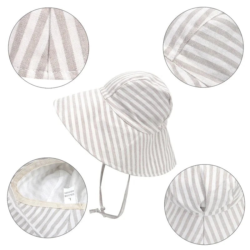 Baby SunHat Summer Boys Girls Bucket Hat Kids Cotton UV Travel Hats Child Big Brim Outdoor Beach Caps Fashion Casual Panama Cap