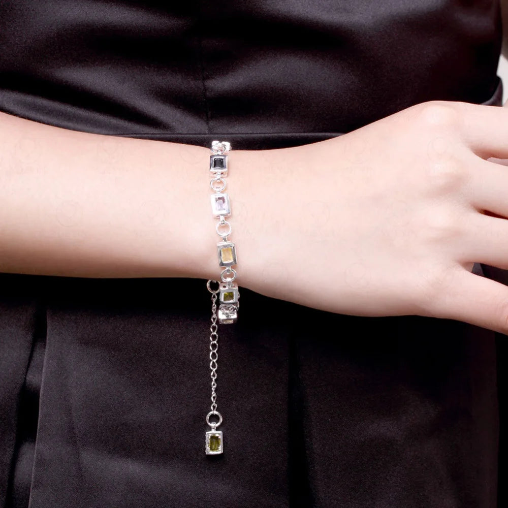 Noble Fine 925 Sterling Silver Elegant Charm Bracelets Zircon Chain Crystal Jewelry Fashion for Women Wedding Lady