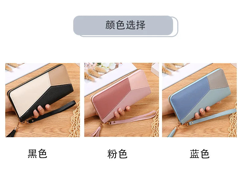 Fashion Zipper Wallets Womens Long Purses Handbags Coin Purse Cards Holder PU Leather Billfold Wallet