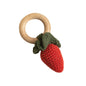 Wooden Baby Teether Cute Fruit Style Handmade Crochet Rattle Toys Newborn Soother Teething Chew Toys for Boys Girls Babies Gifts