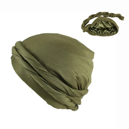 2022 New Elastic Men's Turban Hat Satin Lining Stretchy Men Bandana Indian Cap Fashion Male Hip Hop Caps Headband Biker Headwrap