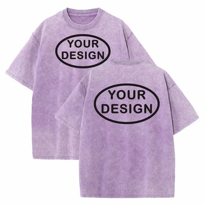 Custom T-shirt with Hip-hop Street Team Logo Men's 230G Pure Cotton, Loose Fit, High-temperature Printed Custom Top