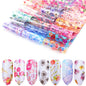 16Pc Holographic Nail Foil Set Starry Transfer 20*4cm Sticker Laser Flowers Leopard Mix Design Decal DIY Nail Art Decoration