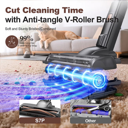 INSE S7P 465W Cordless Vacuum Cleaner 45KPA Strong Suction for Pet Hair and Carpet 55Mins Runtime Household Cleaning