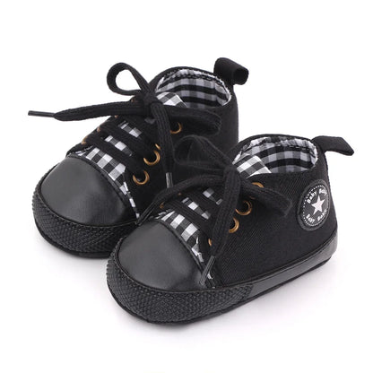 New Baby Shoes Boys Girls Classic Canvas Casual Sneakers Spring Newborn First Walker Toddler Soft Sole Non-Slip Walking Shoes