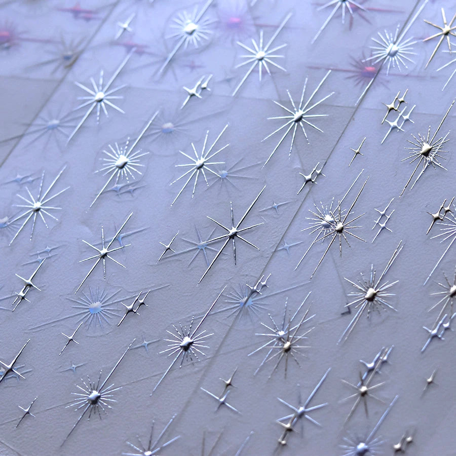 Gold Silver Starlight Laser Pink Colorful Glitter Star Bronzing Rhinestones Relief Nail Art Decorations Stickers Manicure Decals