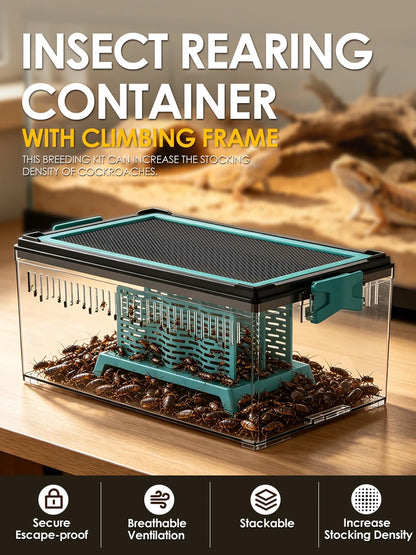 Live Feed Box Set for Bearded Dragons and Chameleons, Suitable for Raising Dubia Roaches and as a Small Reptile Enclosure