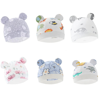 0-6Mouths Newborn Fetal Hat Cute Cartoon Baby Bear Beanies Spring Autumn Pure Cotton Pullover Cap Boys Girls Kids Warm Bonnet