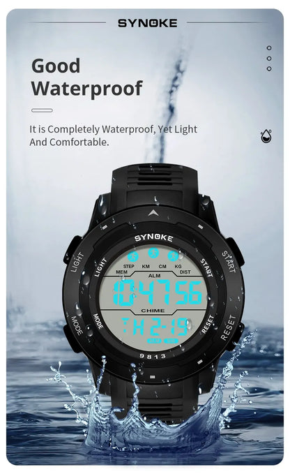 SYNOKE Men Digital Watch Sports Watches Timing Function Alarm Clock Waterproof 50M Digital Watch Military Clock Large Screen