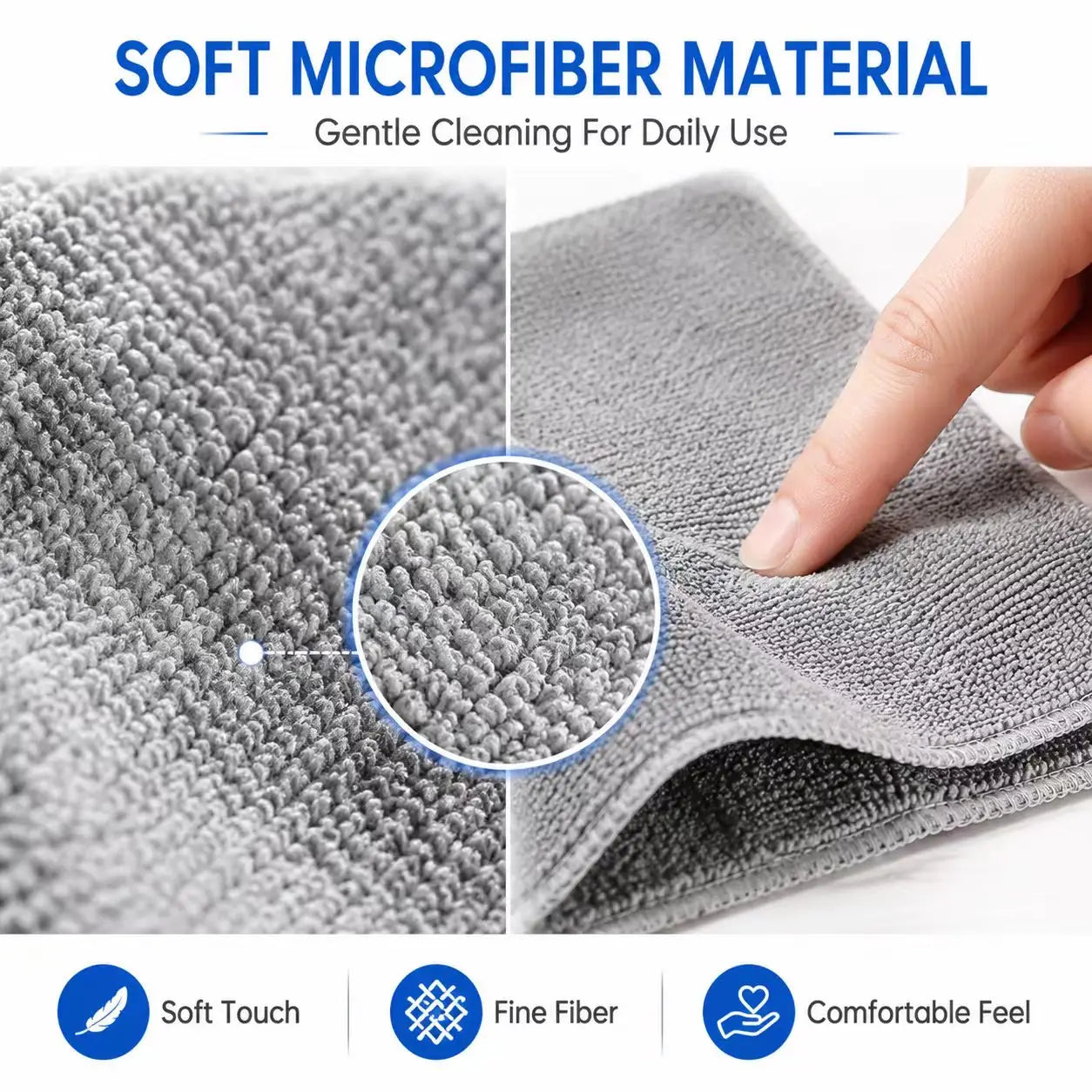 Soft Lint-Free Microfiber Cleaning Cloths, Reusable Cleaning Cloths for Car Interior Glass Kitchen Home - 5/10/20/50 Pcs