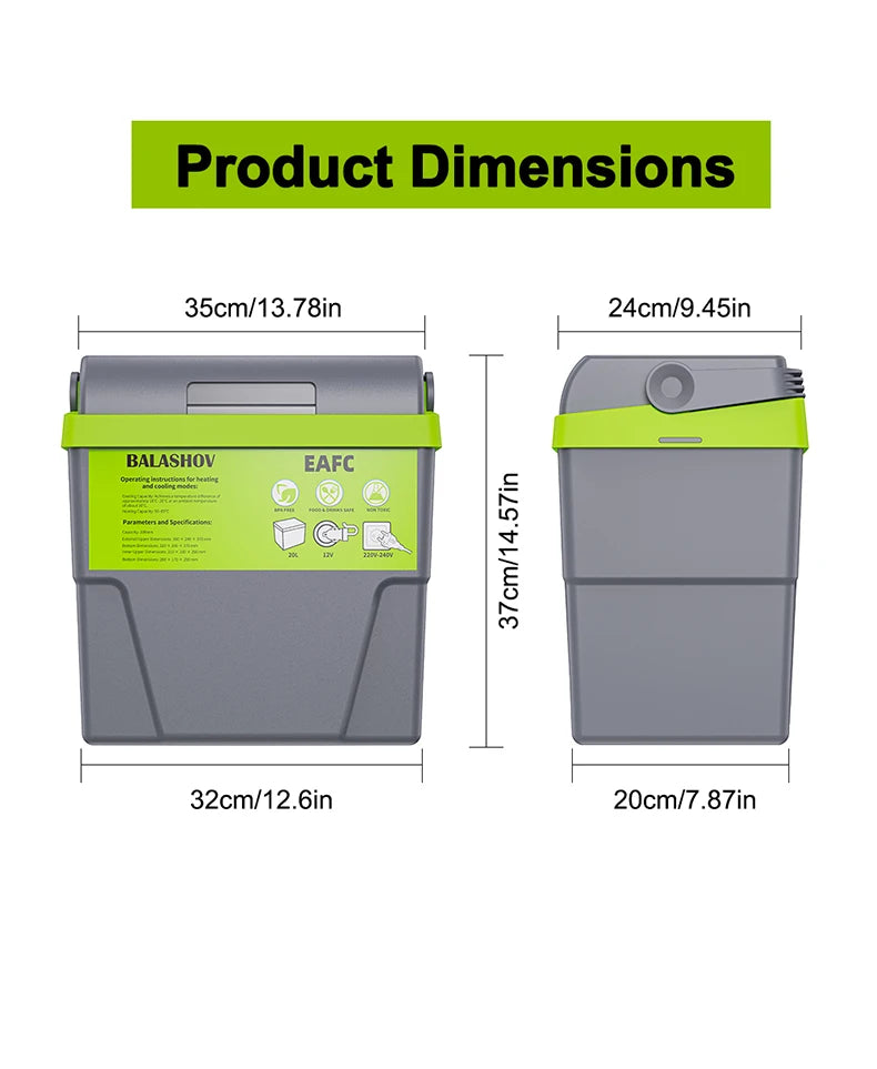 10L 20L Mini Refrigerator 12V/220V Fridge Freezer Portable Compressor Cooler and Heater Ice Box for Driving Camping Picnic