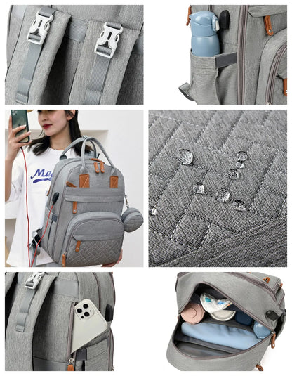 Diaper Bag Backpack Baby Essentials Travel Tote Multifunction Waterproof with Changing Station Pad Stroller Straps Big for Mommy